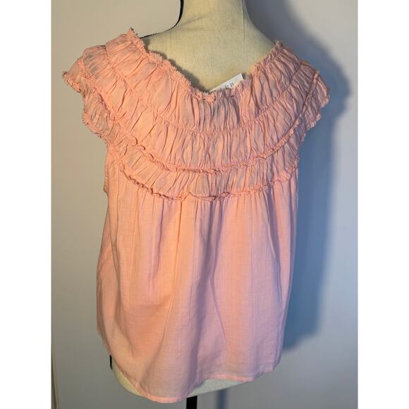 J Crew Peach Sleeveless Tank Top Coral Ruffled Crop Top Blouse Size M NWT - Picture 4 of 9